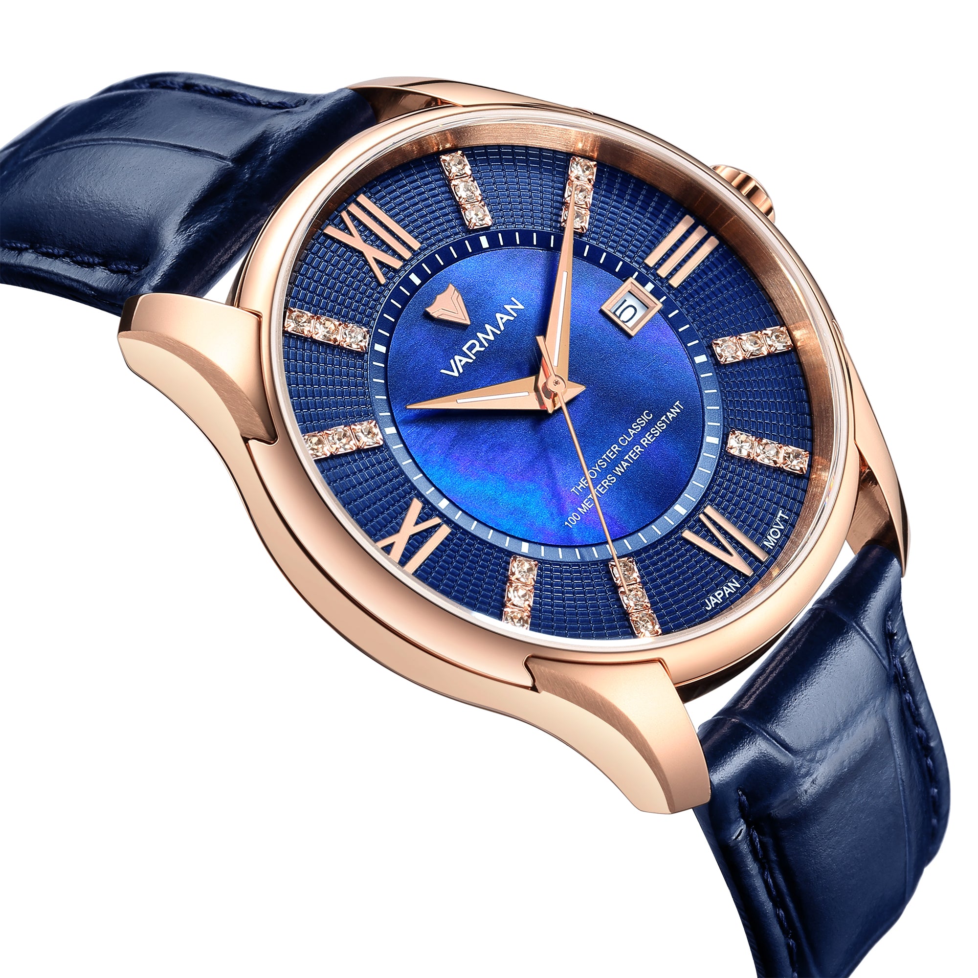 Varman The Oyster Blue-RoseGold (Leather)