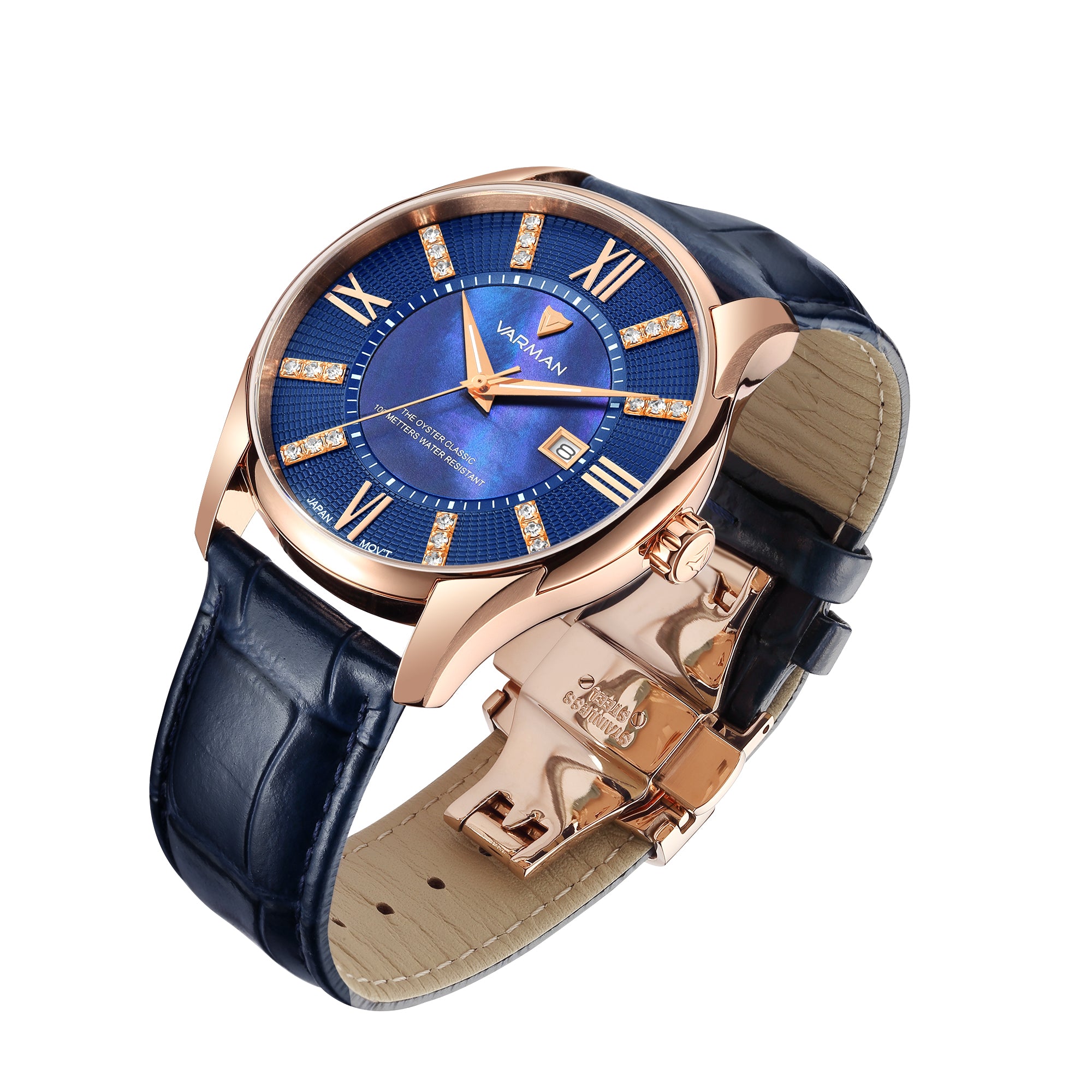 Varman The Oyster Blue-RoseGold (Leather)